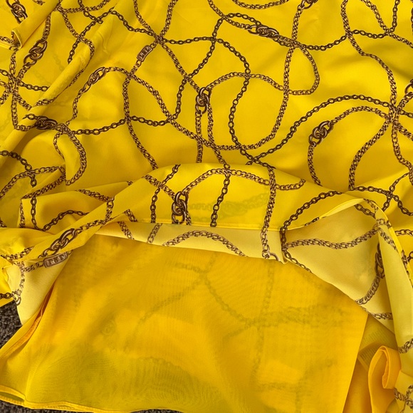 Yellow chain print Ralph Lauren crepe shirt XS - Picture 4 of 5